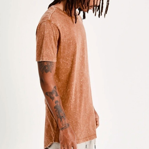 Men's Casual Solid Acid Wash T-Shirt 100% Cotton Knitted Breathable Customizable Premium Fabric O-Neck Regular Fit for Outdoor - Product Image 3