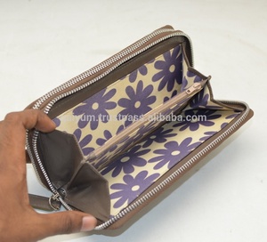 <b>Long</b> Zipper <b>Wallet</b> PU Material Suede Lining Unisex Minimalist Style Durable Daily Use Brown Color - Product Image 3