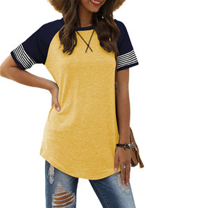 Camiseta de Mujer, Simple, de Color Sólido, con Estampado, Cuello Redondo, Tops de Verano, Camiseta de Moda para Mujer, Camiseta con Logotipo Personalizado para Mujer - Product Image 3