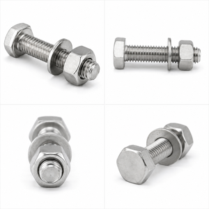 Hex Flange Bolt Stainless Steel Threaded <b>Fastener</b> with Nut and Washer for Machinery Construction - Product Image 2