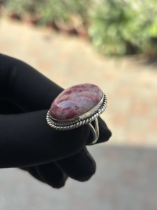Handmade Natural Pink Thulite <b>Statement</b> <b>Ring</b> Solid 925 Sterling <b>Silver</b> Bohemian Wedding Party Anniversary Gift Her Fashion <b>Rings</b> - Product Image 3
