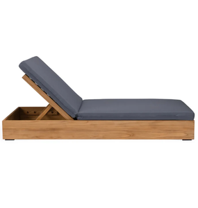 Tumbona Moderna para Exteriores Adela de Madera de Teca con Cojín Impermeable y Respaldo Ajustable, Color Madera Natural, para Hoteles y Villas - Product Image 2