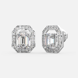 Boucles d'oreilles en or massif 18 carats avec diamants certifiés IGI, taille émeraude, monture impériale, pour mariage et fiançailles - Product Image 2