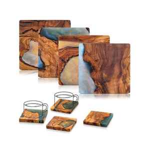 Regalo de inauguración para casa o apartamento nuevo: Posavasos creativos de resina y madera, estilo moderno, de madera y resina epoxi. - Product Image 1