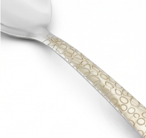 Ensemble de couverts modernes en argent avec poignées à motifs, compatibles lave-vaisselle, parfait pour les mariages ou la table à manger - Product Image 2