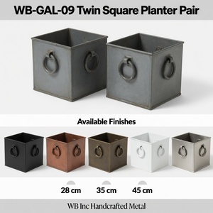 Jardinera Doble Cuadrada de Hierro Galvanizado de 35 cm, Maceta de Metal Rústica para Jardín, Patio, Hotel, Paisajismo Comercial al Aire Libre, Venta al Por Mayor - Product Image 3