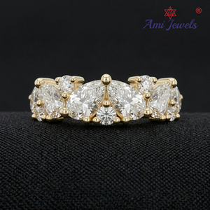 Élégante alliance de mariage en or 14 carats avec diamants, bague de fiançailles simple et polie, bijoux fins pour femmes et hommes - Product Image 1
