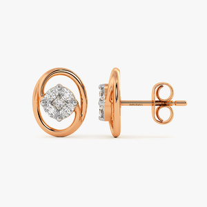 Minimalist Geometric Princess Cut Labgrown Diamond <b>Stud</b> Earrings Rose Gold Elegant Wedding Daily Wear 10K 14K 18K 925&935 <b>Silver</b> - Product Image 3