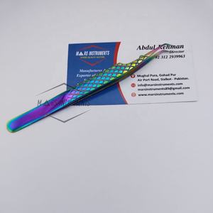 Pinzas profesionales de pestañas con agarre de diamante de 45 grados, acero inoxidable recubierto de arcoíris para extensión de pestañas de fibra de volumen puntiaguda - Product Image 4