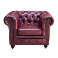 Canapé Chesterfield moderne en cuir Oxford rouge Coussin pour une place en cuir véritable de haute qualité pour restaurant de luxe