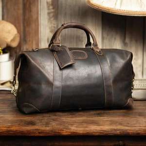 Bolsos de Viaje Portátiles Ligeros de Cuero Genuino Hechos a Mano con Cierre, Tamaño Personalizable, Diseño Duradero - Precio Directo de Fábrica OEM - Product Image 4