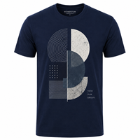 T-shirt à manches courtes pour homme Elementa, bleu marine, col rond, coupe classique, 100% coton jersey, décontracté, respirant, impression par sublimation numérique