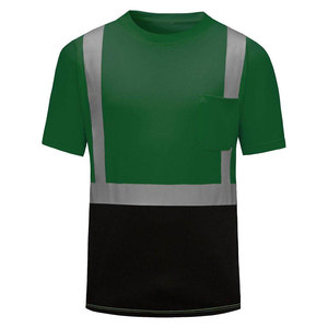 Camiseta de Trabajo de Seguridad Transpirable y Reflectante de Alta Visibilidad para Hombre Econex Sports, Impresa en Serigrafía, Verde y Negro, Algodón, CE/EU - Product Image 1