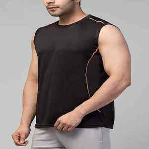 Débardeur noir pour homme OEM, imprimé personnalisé, tricoté, en coton, pour la gym, le fitness, la musculation, respirant - Product Image 3