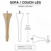 Pieds en bois massif de caoutchouc courbés et ornés pour ensemble coiffeuse et chaise – Pieds de meubles robustes pour extérieur, salon ou atelier