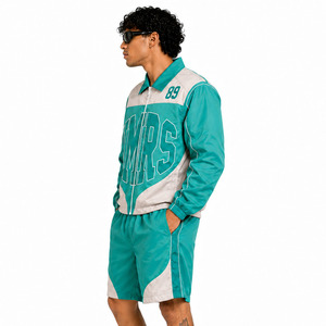 Trendy Custom High Quality Print Thermal Summer Solid Windbreaker Two Piece Nylon Reflective Tracksuit Shorts Set & Men Hoodies - Product Image 4