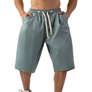 2026 Elastic <b>Waist</b> Drawstring Knee Length Relaxed Fit Fashion Shorts OEM ODM Private Label Custom <b>Men</b>’s Casual Leather Shorts - Product Image 1