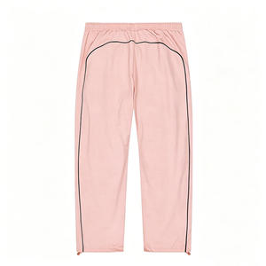 Pink Women's Hooded Tracksuit <b>Set</b> Full Sleeve Loose Fit Style With Side Stripe Breathable Polyester 2 Piece Long <b>Set</b> - Product Image 4