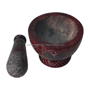 Ensemble moteur et pilon en stéatite de qualité supérieure de meilleure qualité avec sculpture à la main pour le broyeur de graines de légumineuses de médecine d'épices - Product Image 2