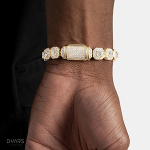 สร้อยข้อมือเทนนิสโมอิสซาไนต์ทรงกลมแบบ Iced Out ประดับเพชรแบบ Halo เงินแท้ 925 สไตล์ฮิปฮอป ระยิบระยับ สำหรับผู้ชาย - Product Image 3