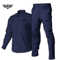 Ensemble uniforme de sécurité pour hommes, chemise noire à manches longues et pantalon cargo en polyester-coton, toutes saisons, tenue de travail pour agents de sécurité, détection des aiguilles