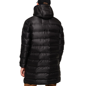 Chaquetas acolchadas de longitud larga de tela de lana impermeable para hombres de talla grande con cuello con capucha ropa de lluvia de invierno Color negro ecológico - Product Image 3