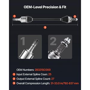 Coppia di Semiasse CV Anteriore Sinistro e Destro (Lato Guida e Passeggero) per Ricambio Automobilistico - Product Image 3