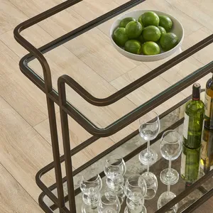 Chariot de service roulant en métal fait main de luxe, chariot de service moderne, mobilier design pour hôtel, restaurant, bar, événement de mariage, Premium - Product Image 3