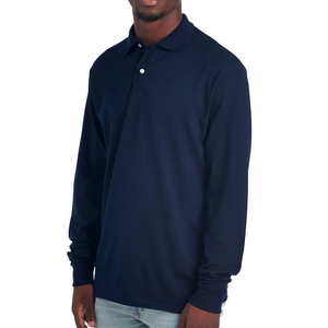 Polo de manga larga informal para hombre, mezcla de poliéster, tela transpirable, diseño cómodo, ajuste cómodo para la actividad diaria. - Product Image 6