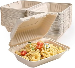 Boîte d'emballage durable en bagasse compostable avec couvercle, capacité 32 oz, micro-ondable pour le stockage de repas frais à emporter 2026 - Product Image 1