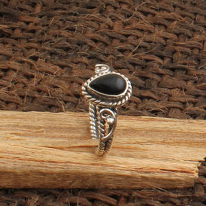 Bague en Onyx Noir Naturel en Forme de Poire, Argent Sterling 925, Bague Goutte d'Eau, Bijoux Gothiques Vintage, Bague de Fiançailles pour Femme, Vente en Gros - Product Image 5