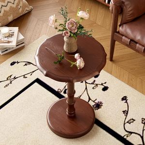 Set de table rond classique en bois massif, taille et couleur personnalisables, décoration résistante pour salon et chambre à coucher - Product Image 1