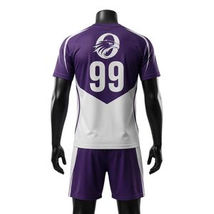 Conjunto de Uniforme de Balonmano Bicolor Morado y Blanco para Hombre, Jersey Deportivo de Poliéster, Pantalones Cortos, Ropa Deportiva para Equipo, Entrenamiento y Partido - Product Image 2
