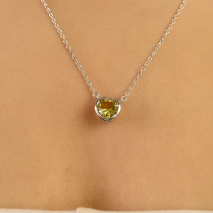 Bijoux populaires pour femmes, collier pendentif solitaire en argent sterling 925 avec topaze citron en forme de cœur, magnifique collier d'amour pour femmes - Product Image 2