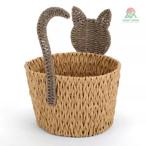 Panier artisanal en jacinthe d'eau pour chat, forme animale naturelle, organisateur décoratif pour la décoration de la chambre d'enfant - Product Image 3