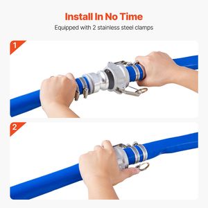 Accessori per Piscina: Tubo di Controlavaggio in PVC Blu da 1,5 Pollici x 100 Piedi con Morsetti Camlock e Raccordi in Alluminio - Product Image 4