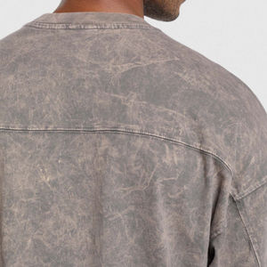 T-shirt homme 100% coton, nouvelle collection, plusieurs couleurs, coupe ample, manches longues, effet délavé, durable. - Product Image 3