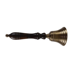 Clochettes en laiton poli brillant avec poignée en bois, finition plaquée, cloche festive avec poignée, décorations de Noël - Product Image 1
