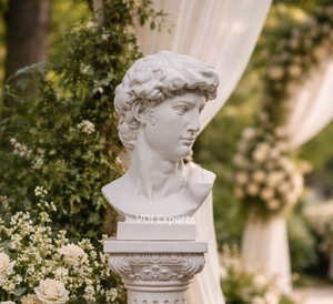 Escultura Clásica del Busto de David con Pedestal en Resina de Poliéster, Estatua para Decoración de Bodas de Lujo y Eventos Temáticos - Product Image 2