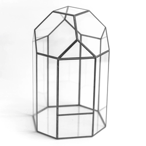 <b>Clear</b> Glass Black Metal Contemporary Handicraft Durable Framed Terrarium Planter <b>Vase</b> for Living Room Luxury Home Table Decor - Product Image 3