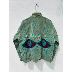 Eye Embroidery Suzani Jacket Handmade Velvet Winter Unisex Jacket <b>Coat</b> Boho Chic Jacket Two Side Pocket - Product Image 5