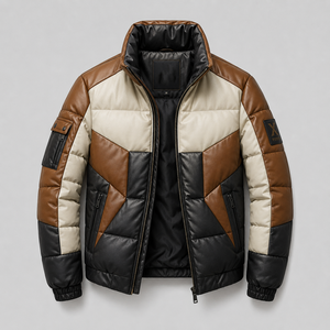 Blouson moto homme en cuir véritable marron coupe ajustée coupe-vent et imperméable style streetwear avec logo frontal personnalisé fabricant - Product Image 5