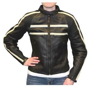 Unisex Striped Biker Racing <b>Motorcycle</b> <b>Jacket</b> Long Sleeved Leather Classic Heavy Duty <b>Summer</b> Moisture-wicking - Product Image 1
