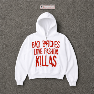 <b>White</b> Oversized Zip Up <b>Hoodie</b> Red Graphic Print Unisex Streetwear Fashion Full Zipper Hooded Sweatshirt For Men <b>Women</b> Casual Fit - Product Image 5