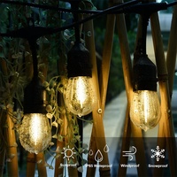 Guirlandes lumineuses d'extérieur E27, IP65, étanches, en plastique, ampoules LED S14 incassables, télécommande, rechargeables, solaires, Noël