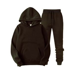 Haute qualité Jogging costume survêtement unisexe 2 pièces ensemble polaire pull personnalisé mode plaine femmes survêtement pantalon recadrée à capuche ensemble - Product Image 3