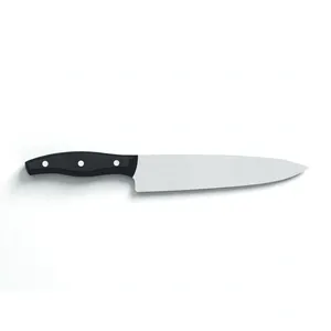 Cuchillo de Chef Clásico de 8 Pulgadas con Hoja Plateada Curvada y Mango Negro Remachado, Cuchillo de Cocina para Cortar Frutas y Verduras en Rodajas y en Cubos, para Cocinar en Casa - Product Image 2