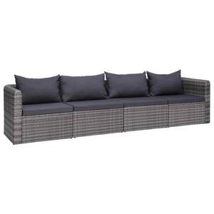 Ensemble de 4 canapés de patio en rotin gris avec coussins Mobilier d'extérieur durable - Product Image 1