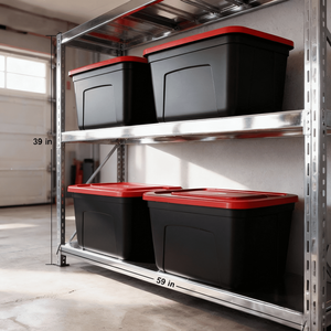 Set di 4 Contenitori di Plastica Impilabili da 18 Galloni con Coperchi Rossi e Corpo Nero per Organizzazione e Praticità - Product Image 3