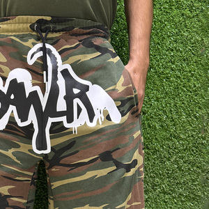 <b>Camouflage</b> Men's <b>Shorts</b> With Dripping Print Logo Drawstring Waist Pockets Casual Style Mid Rise Breathable Knitted Fabric - Product Image 5